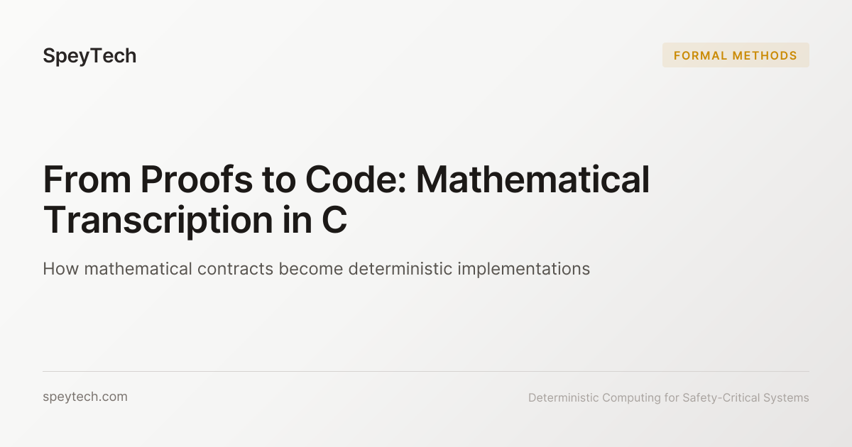 Mathematical Code Language From Proofs to Code: Mathematical Transcription in C | SpeyTech