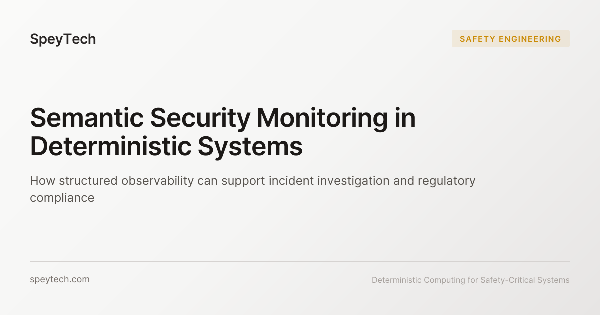 Semantic Security Monitoring in Deterministic Systems | SpeyTech